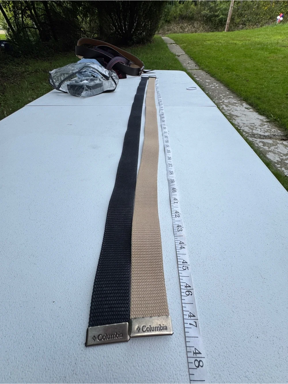 Columbia Canvas Belts Khaki Navy Blue